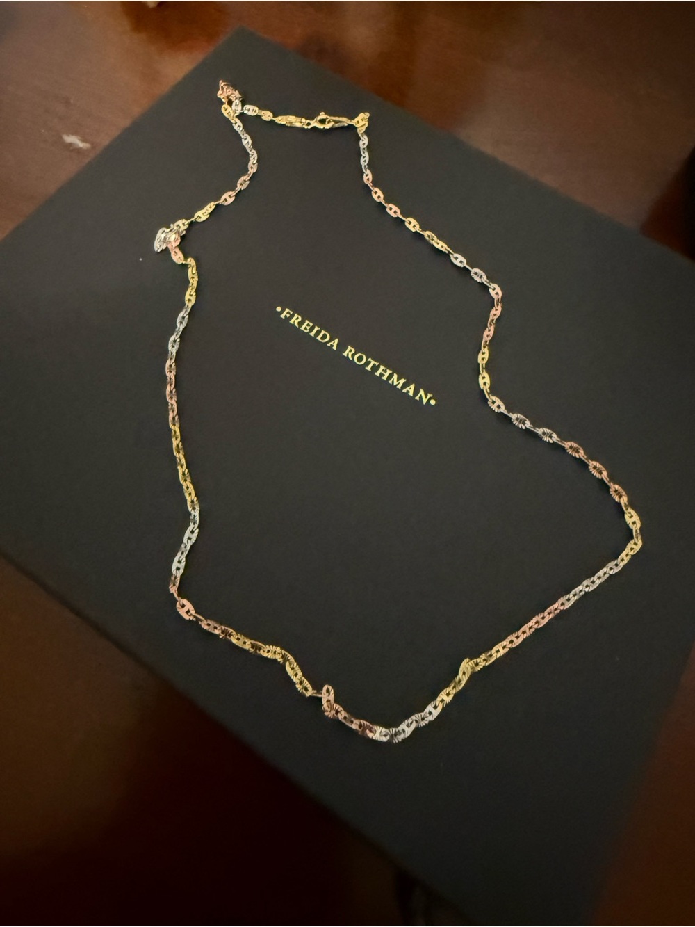 Silver Tri-Tone Paperclip Chain Necklace - Gold, Rose, Silver